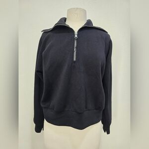 SPANX Black Quarter Zip-Up Sweater